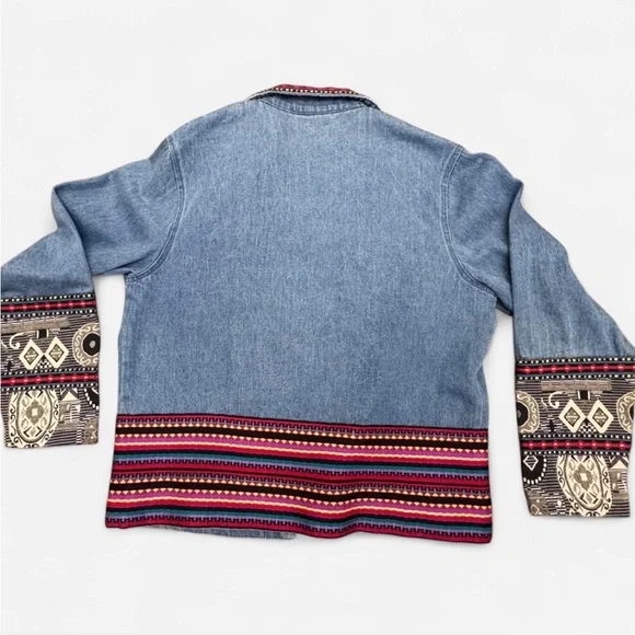 Vintage Coldwater Creek Southwestern Denim Tapestry Jacket Made in USA Size M - Picture 2 of 6